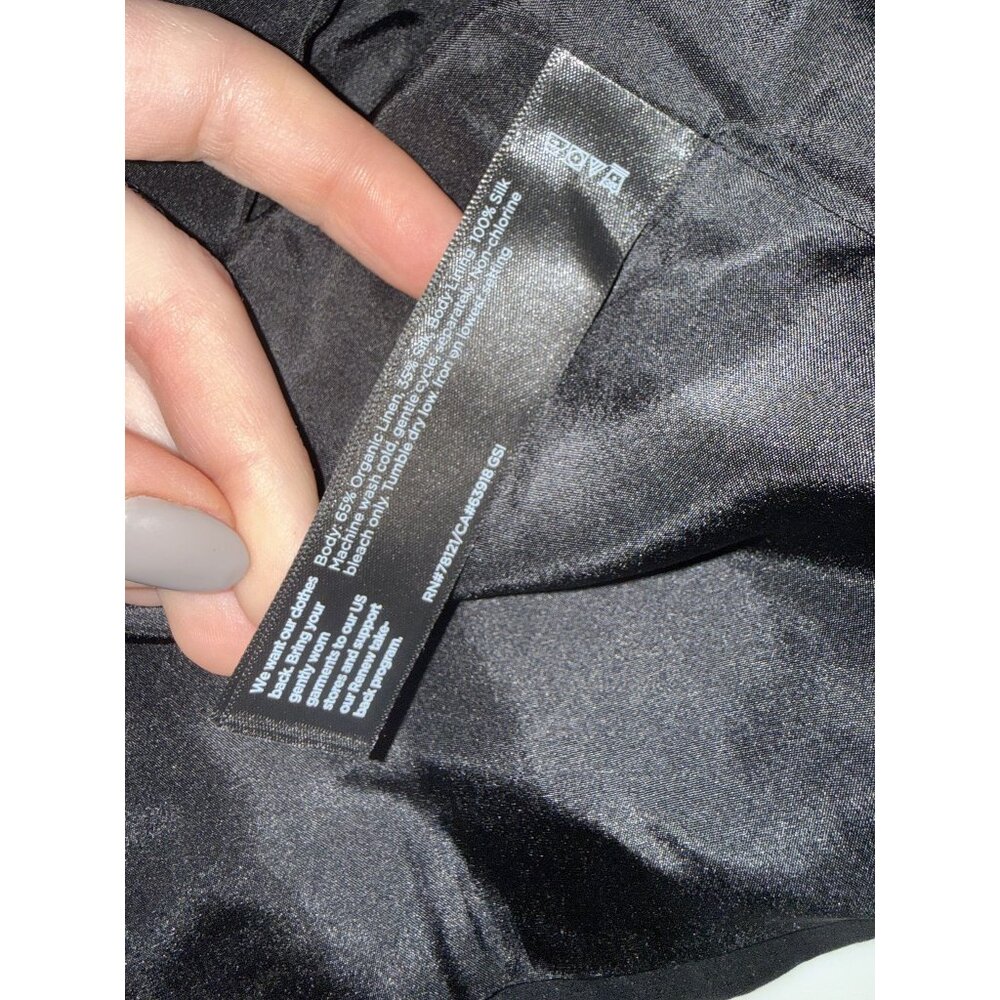 NWT Eileen Fisher Linen Silk Satin Round Neck Jacket Black Sz PM $298 [jb] - Picture 10 of 12